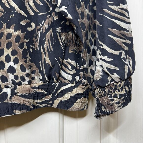 Vintage 80s Silk Tiger Leopard Animal Print All Over Bomber Jacket Medium - Picture 4 of 9